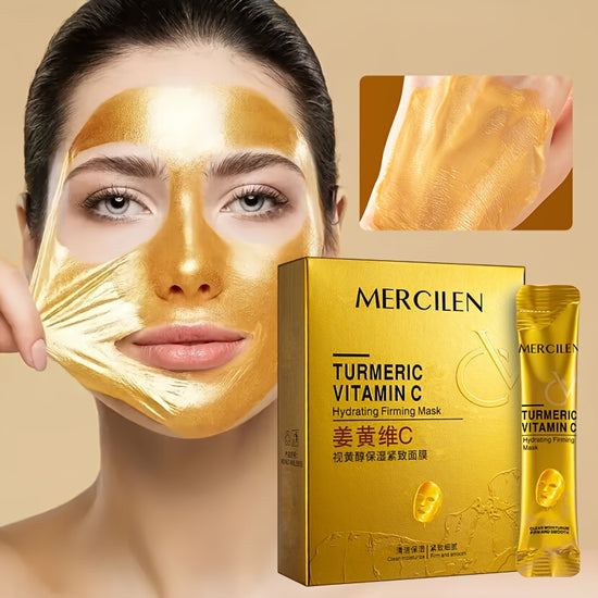 Mscara Facial Dourada de Crcuma e Vitamina C com Retinol  Kit 10 Unidades Hidratao e Firmeza Profunda